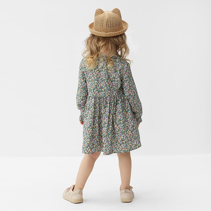 Платье на пуговицах для девочки MINAKU: Cotton collection, зелёное, рост 146-152 см