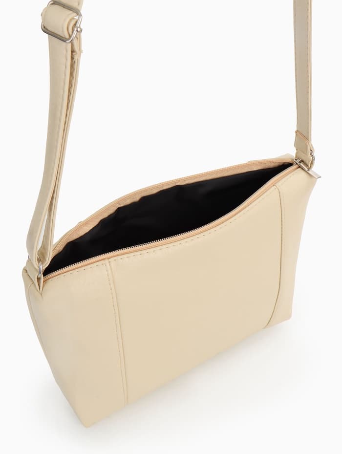 Сумка женская кросс-боди на молнии, 22×8×19 см, бежевая