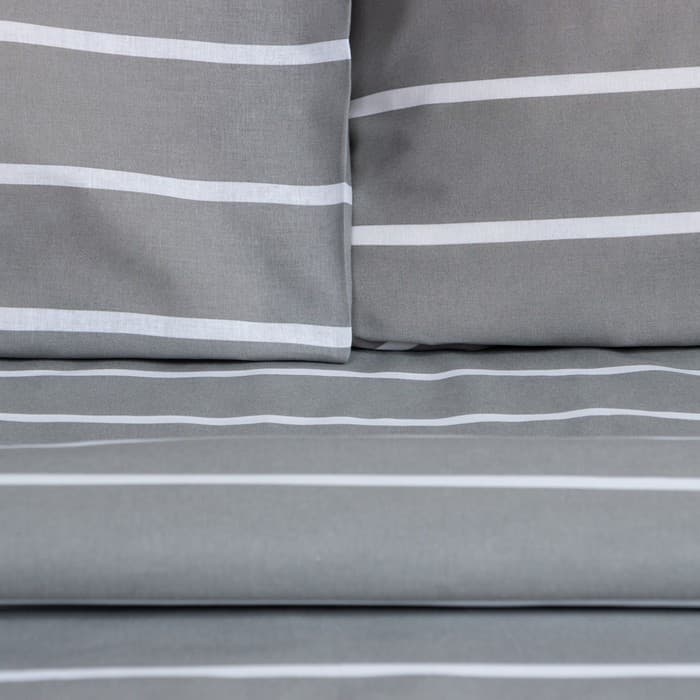 Постельное бельё евро «Этель» Gray stripes, поплин, серое