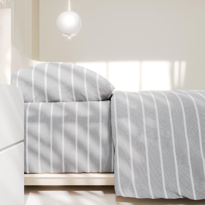 Постельное бельё евро «Этель» Gray stripes, поплин, серое