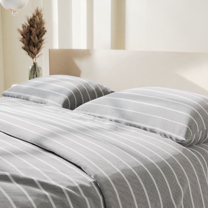 Постельное бельё евро «Этель» Gray stripes, поплин, серое