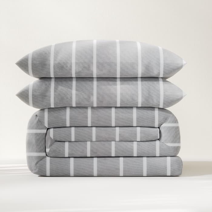 Постельное бельё евро «Этель» Gray stripes, поплин, серое