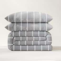 Постельное бельё евро «Этель» Gray stripes, поплин, серое