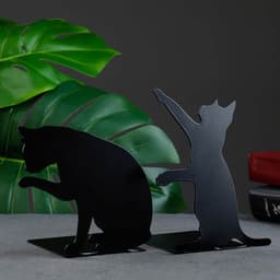 Держатель - подставка для книг «Кошки», набор 2 шт., 15×10×10 см, чёрный