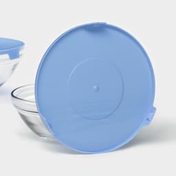 Салатники Доляна «Классика» с крышками, набор 5 шт.: 900/500/350/200/130 мл, стекло, голубые