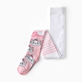 Колготки детские «Мари», Коты аристократы, рост 98-104 см, белые, розовые