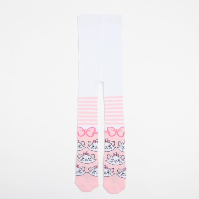 Колготки детские «Мари», Коты аристократы, рост 98-104 см, белые, розовые