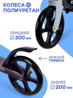 Самокат GRAFFITI, складной, колёса PU 200 мм, ABEC 7, цвет чёрный