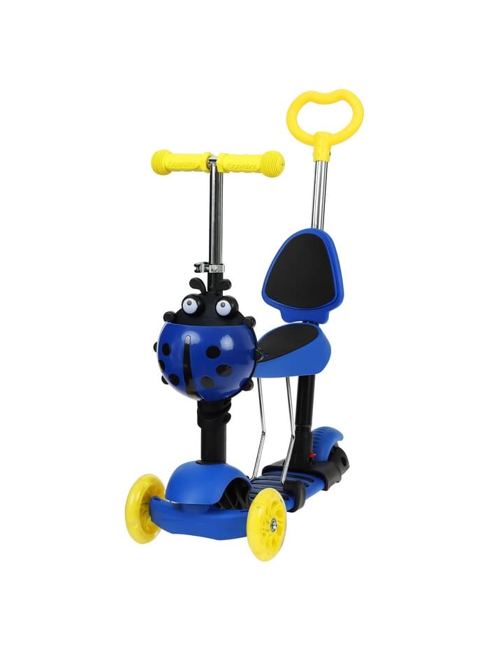 Самокат 5 в 1 GRAFFITI, колёса световые PU 120/80 мм, синий