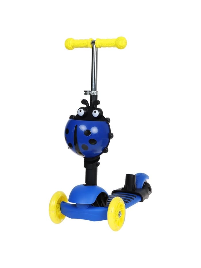 Самокат 5 в 1 GRAFFITI, колёса световые PU 120/80 мм, синий