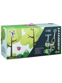 Самокат 5 в 1 GRAFFITI, колёса световые PU 120/80 мм, розовый