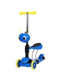 Самокат 2 в 1 GRAFFITI, с корзинкой, колёса PU 120/75 мм, синий