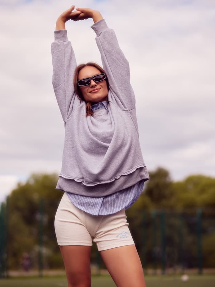 Свитшот женский MINAKU: Casual Collection цвет светло-серый меланж, размер 42-44