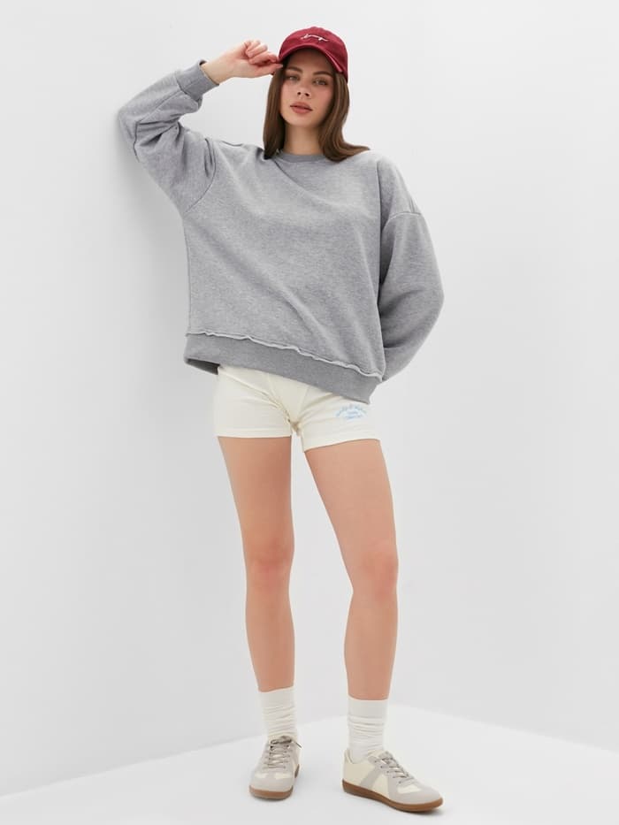 Свитшот женский MINAKU: Casual Collection цвет светло-серый меланж, размер 42-44