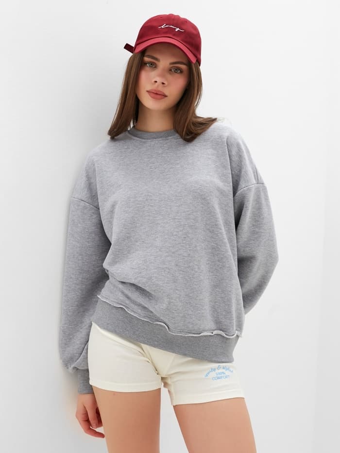 Свитшот женский MINAKU: Casual Collection цвет светло-серый меланж, размер 46-48