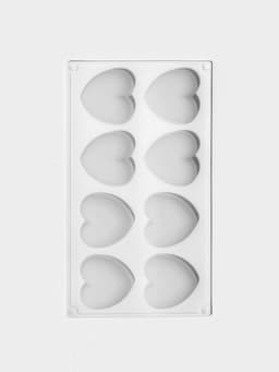 Форма для муссовых десертов и выпечки KONFINETTA «Сердца», 30×17.5×3 см, 8 ячеек (6.2×6 см), силикон, белая