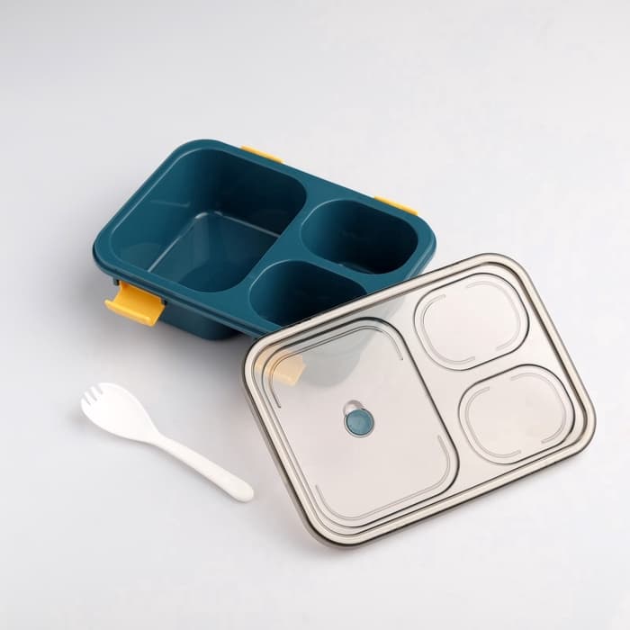 Ланч - бокс в школу TAKE IT EASY, с ложкой, 850 мл, 20.5×15×6.5 см, пластик, зелёный