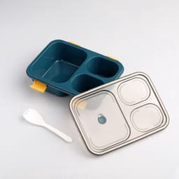 Ланч - бокс в школу TAKE IT EASY, с ложкой, 850 мл, 20.5×15×6.5 см, пластик, зелёный