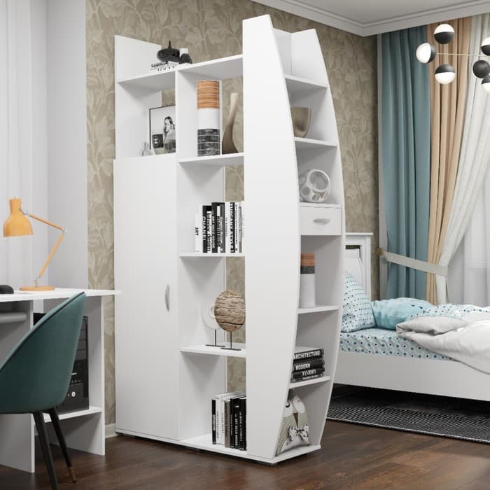 Стеллаж-перегородка для зонирования «Парус», 1160×2026×356 мм, цвет белый