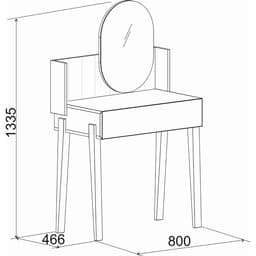 Столик туалетный с зеркалом Nature 43, 800×466×1335 мм, цвет дуб табачный craft, чёрный