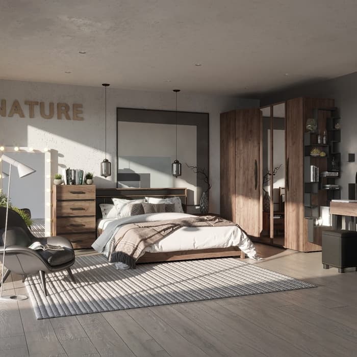 Столик туалетный с зеркалом Nature 43, 800×466×1335 мм, цвет дуб табачный craft, чёрный