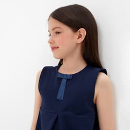 Сарафан школьный для девочки, тёмно-синий, рост 128 см