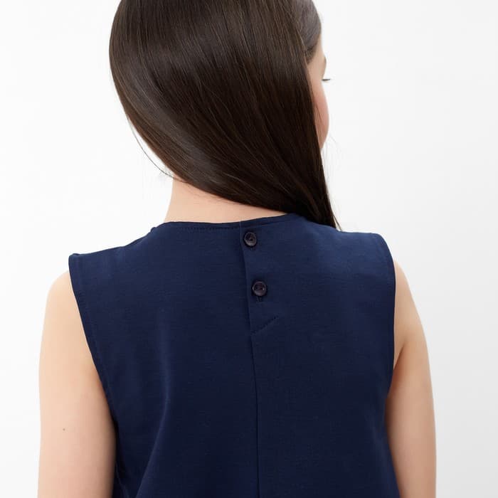 Сарафан школьный для девочки, тёмно-синий, рост 128 см