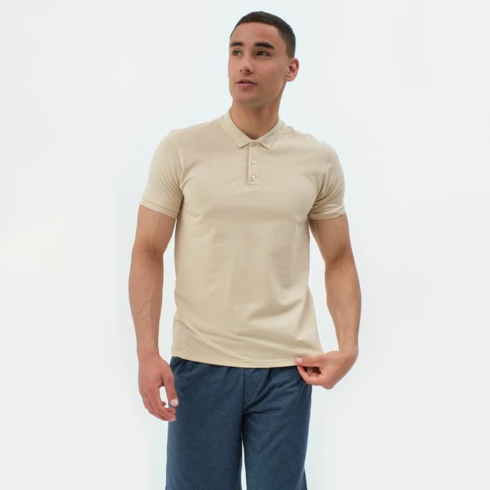 Футболка поло мужская MINAKU: Basic line, размер 46, бежевая