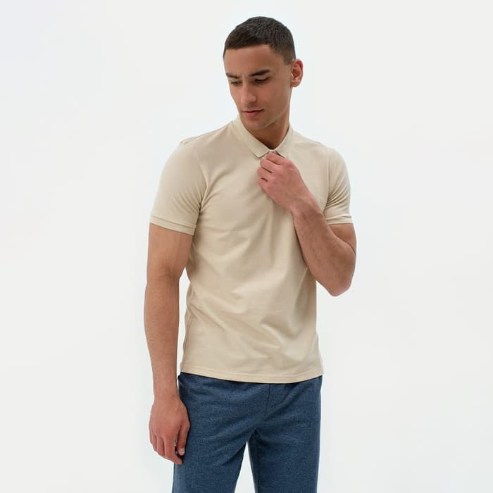 Футболка поло мужская MINAKU: Basic line, размер 46, бежевая