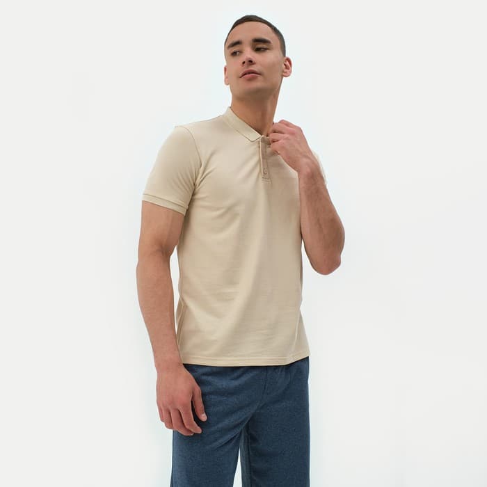 Футболка поло мужская MINAKU: Basic line, размер 46, бежевая