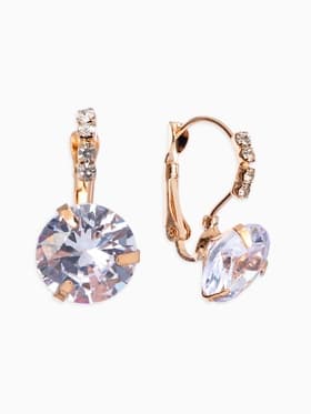 Серьги со стразами «Циркония» love you, белые в золоте