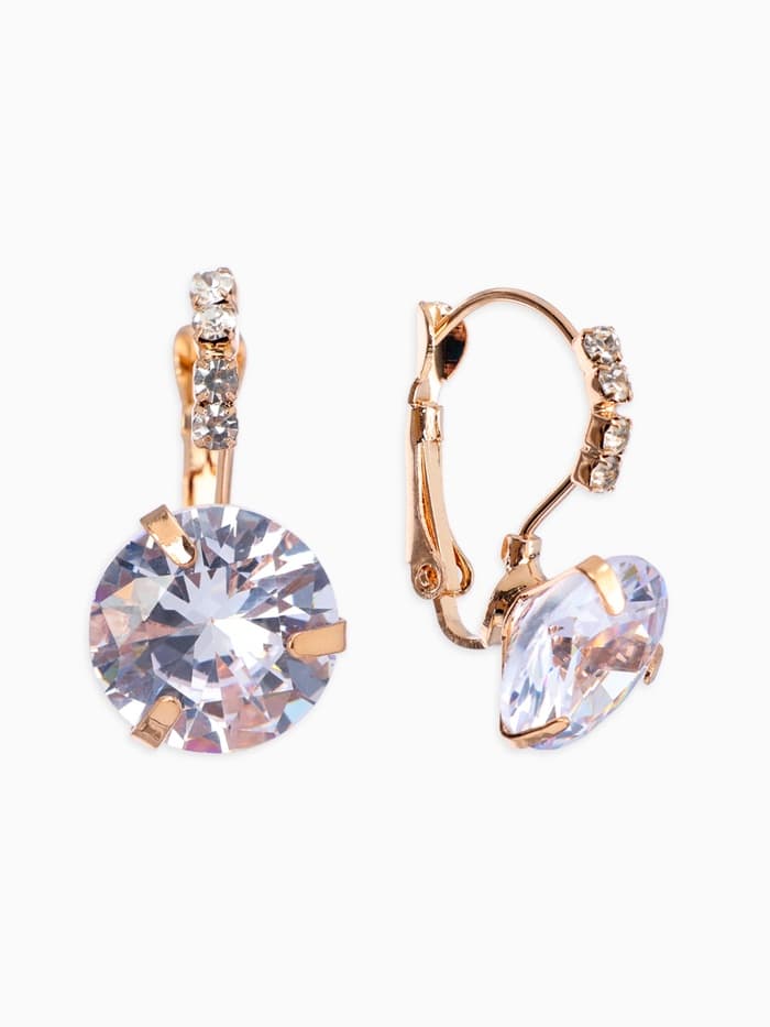 Серьги со стразами «Циркония» love you, белые в золоте