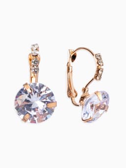 Серьги со стразами «Циркония» love you, белые в золоте