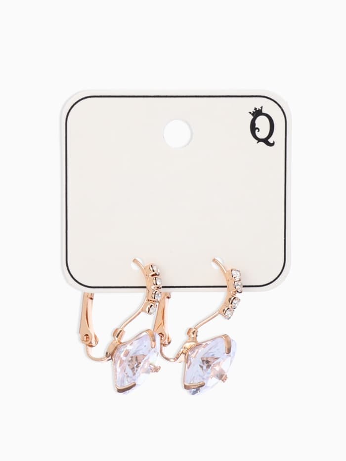 Серьги со стразами «Циркония» love you, белые в золоте