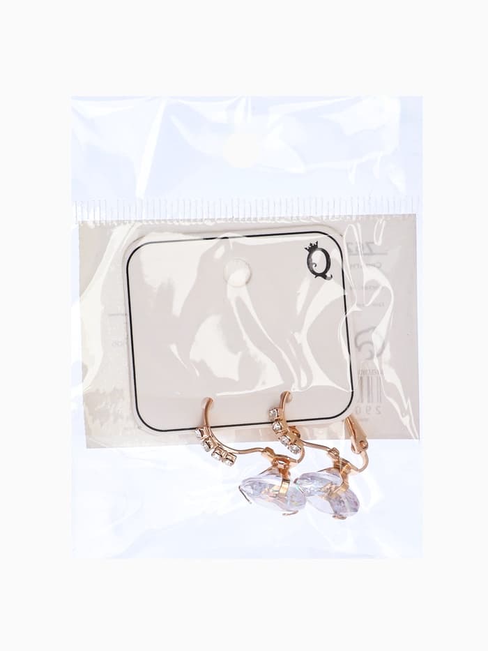 Серьги со стразами «Циркония» love you, белые в золоте