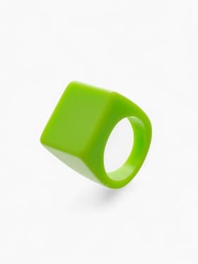 Кольцо пластик «Квадрат», салатовое, 17 размер