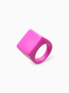 Кольцо пластик «Квадрат», малиновое, 17 размер