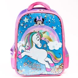 Рюкзак школьный для девочки, розовый, 39 см × 30 см × 14 см, Минни Маус и единорог