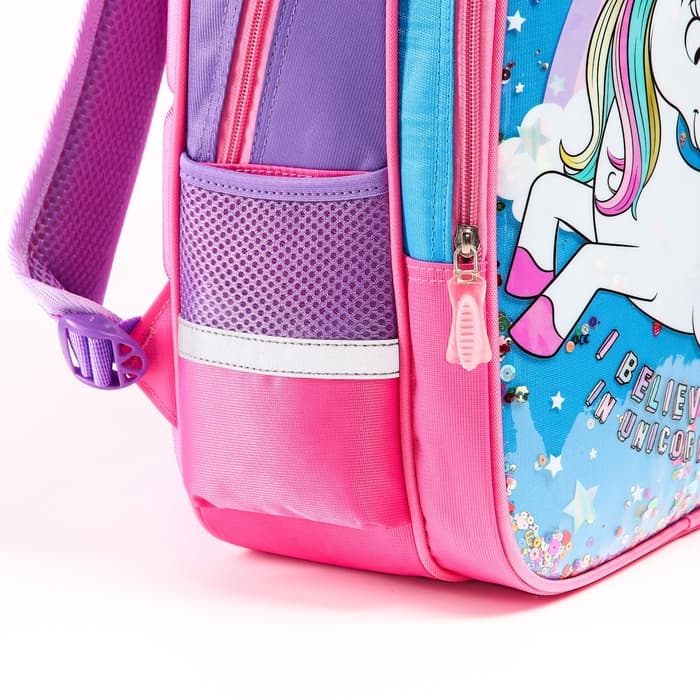 Рюкзак школьный для девочки, розовый, 39 см × 30 см × 14 см, Минни Маус и единорог