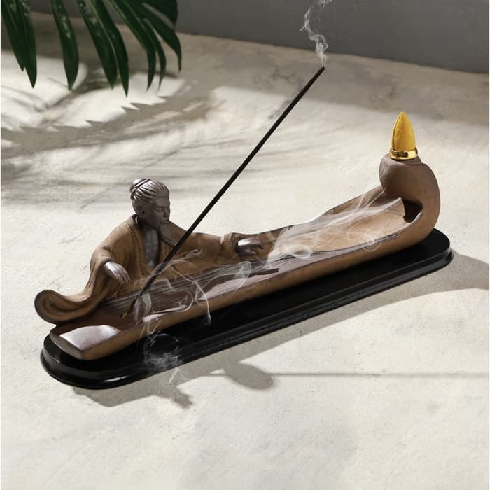 Подставка для благовоний TAKE IT EASY «Мудрец», набор благовоний конусы, стелющийся дым, 28×9 см