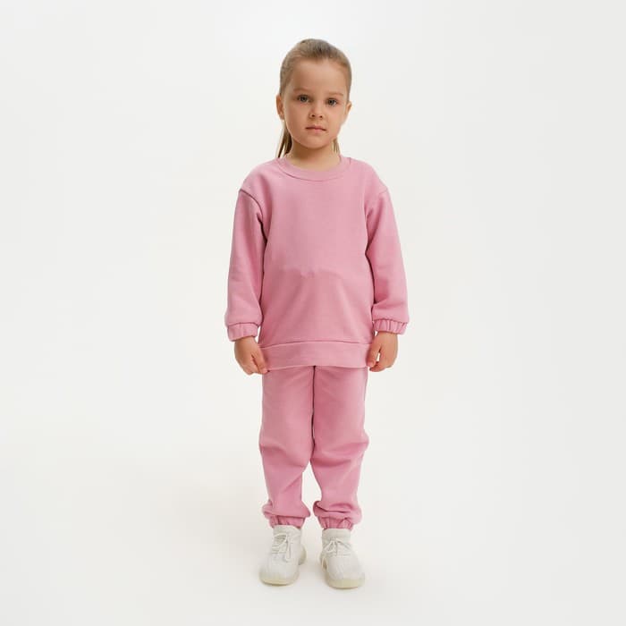 Костюм для девочки: свитшот, брюки, KAFTAN: Basic line, розовый, рост 98-104 см