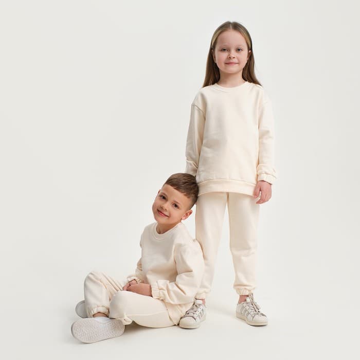 Костюм детский (свитшот, брюки) KAFTAN Basic line, размер 34 (122-128 см), бежевый