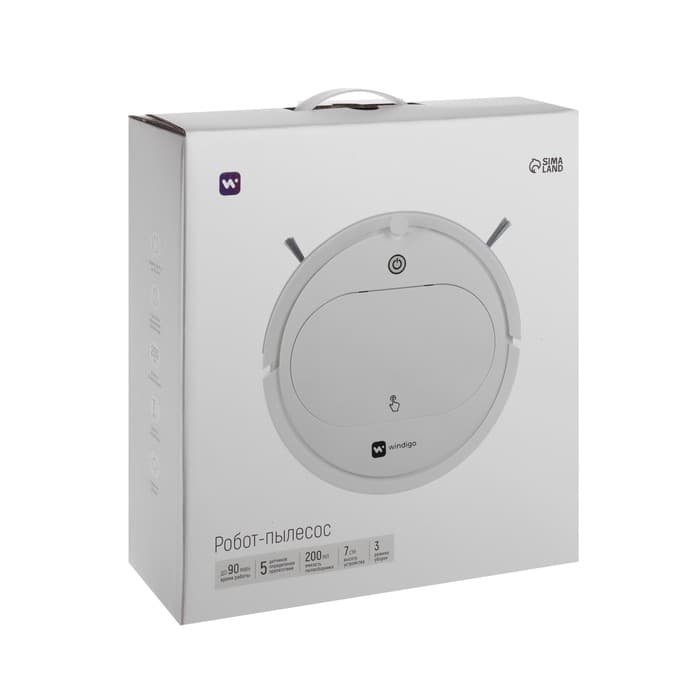 Робот-пылесос Windigo WRV-501, 18 Вт, сухая уборка, 0.2 л, белый