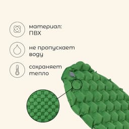 Коврик туристический maclay, надувной, 190×58×5 см, зелёный