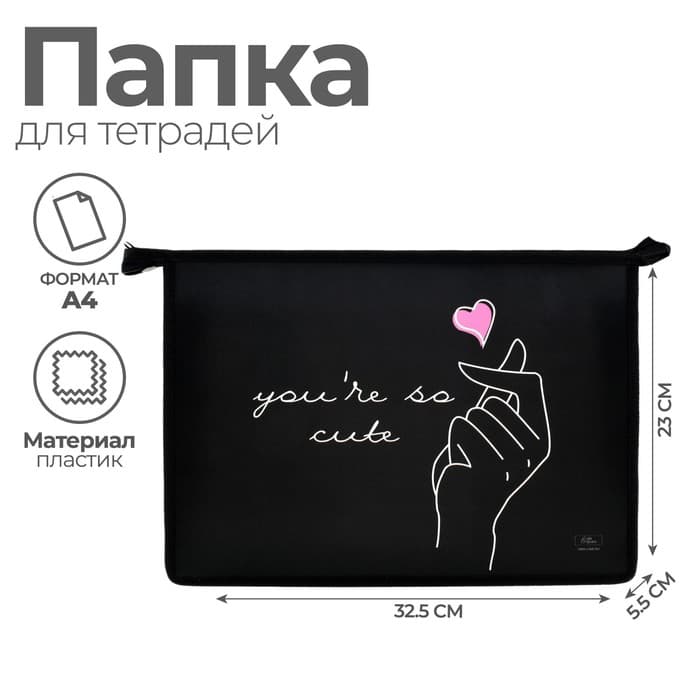 Папка для труда, А4, пластиковая, 23×32.5×5.5 см «Поцелуй»