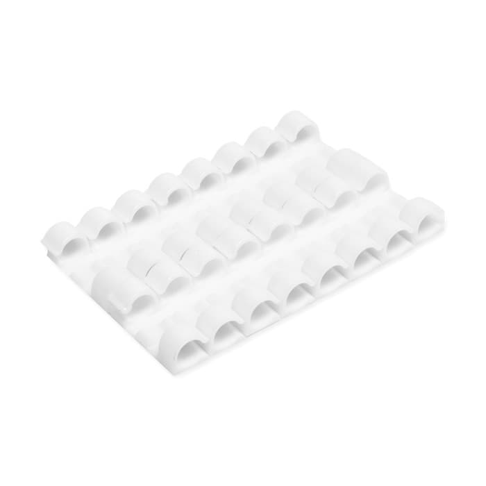 Держатель самоклеящийся для проводов и гирлянд ТУНДРА krep, 15×40 мм, белый, 16 шт.