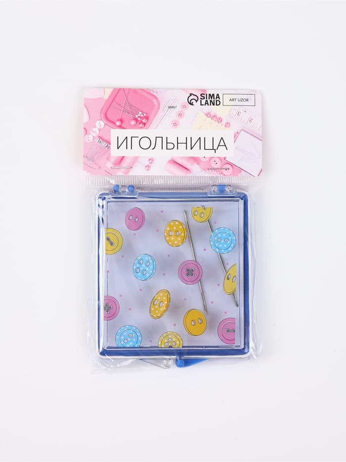 Игольница магнитная «Пуговки», 7×8 см, голубая