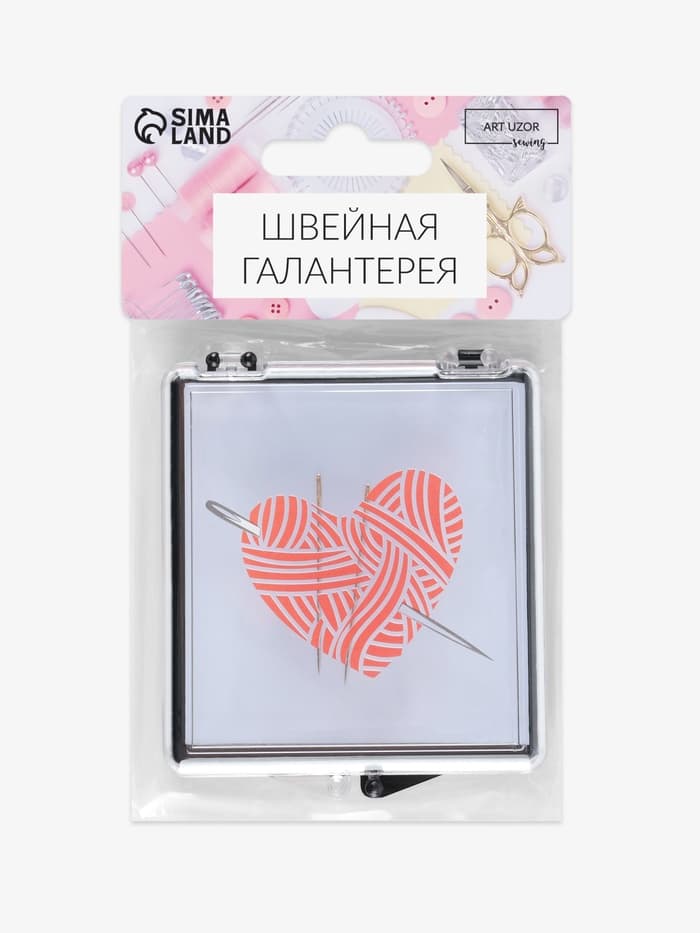 Игольница магнитная «Сердце»,7×8 см, чёрная