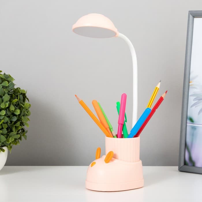 Лампа настольная «Ботинок заяц» LED 3 режима 3 Вт USB органайзер розовый 8×11×31 см RISALUX