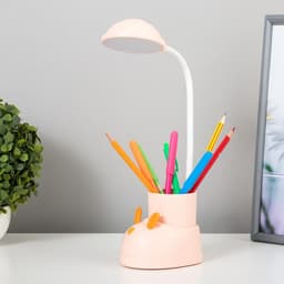 Лампа настольная «Ботинок заяц» LED 3 режима 3 Вт USB органайзер розовый 8×11×31 см RISALUX